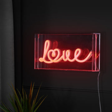 Love Contemporary Glam Acrylic Box USB Operated LED Neon Light - JONATHAN Y